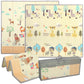 Reversible foldable baby play mat, forest animals and trees pattern, folded with bag