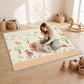 Forest animal reversible play mat on floor with padded surface, beige and blue