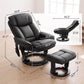 Black PU massage recliner chair and ottoman with labeled measurements