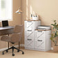 White 2-drawer printer stand set with X barn door fronts and black handle pulls