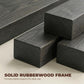 Dark gray solid wood frame pieces for a dining chair, close-up of stacked blocks