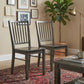 Charcoal gray dining chairs set with vertical slat backs and armless solid wood frames