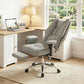 Light gray high-back ergonomic office chair with padded armrests and reclined leg rest