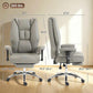 Light gray reclining office chair with padded back, seat cushion, and chrome caster base