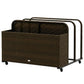 Mixed brown rattan storage organizer on four wheels with front two-panel compartments