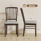 Upholstered dining chair set of 2 with gray seat, dark brown legs, and slatted back