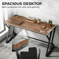 Espacious desktop desk with distressed finish and black Z-shaped metal frame