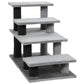 Gray felt pet stairs with four levels and fabric non-slip treads