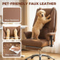 Brown faux leather office chair, pet-friendly wear- and scratch-resistant seat cover