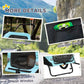 Blue pet trailer stroller with handlebar, storage bags, zip mesh windows, and foot support