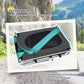 Dog bike trailer storage illustration showing folded cabin under a cover