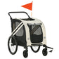 White 2-in-1 pet bike trailer with see-through mesh side windows and black wheels