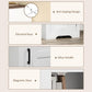 White cabinet design close-up with black handle and bottom elevated base.