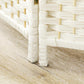 White 6-panel room divider screen, woven panels with freestanding legs
