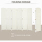 White 6-panel folding divider screen shown folded compactly for storage