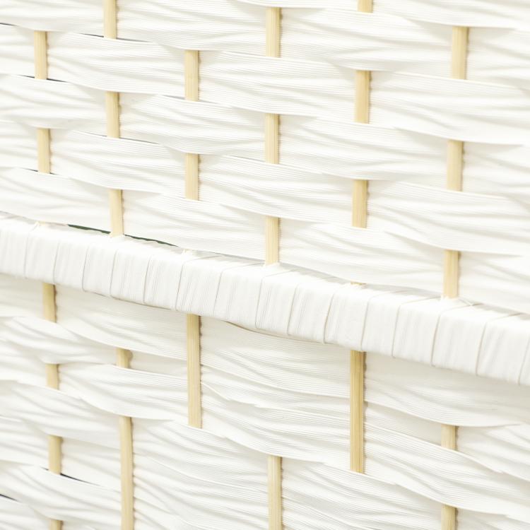 White woven panel texture for folding room divider screen, close-up
