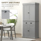 Gray pantry cabinet with anti-tip safety design and two upper doors