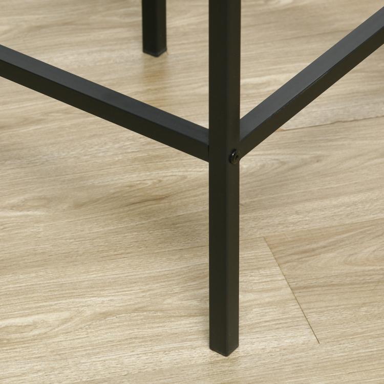 Gray metal bar table leg frame with footrest crossbar