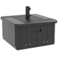 Black 3-in-1 umbrella base end table with planter lid and post mount, rectangular cutout