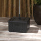 Black umbrella planter base with top umbrella stand and front handle, portable outdoor table