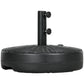 Black round umbrella base with upright pole sleeve and two side attachment knobs
