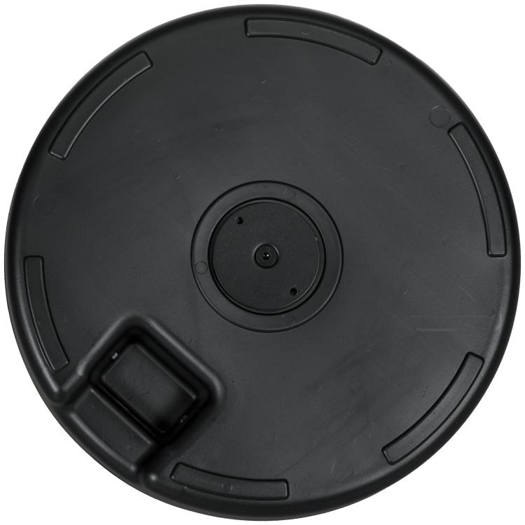 Round fillable umbrella base, black with center pole hole and molded channels