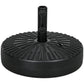Round umbrella base with two upright pole holders, black fillable design