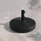 Black round umbrella base with central pole holder and embossed ribbed top pattern