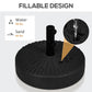 Black fillable umbrella base with central pole holder and textured ribbed top surface