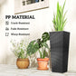 Tall black woven plastic planters with potted plants, crack-, fade-, warp-resistant