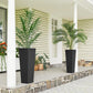 Set of 2 tall black planters for outdoor plants with rattan-texture sides
