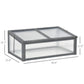 Mini cold frame greenhouse with gray frame and clear polycarbonate walls, open-top lid