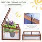 Mini cold frame greenhouse with openable hinged cover and side support bars