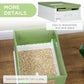Enclosed cat litter box with open top panel revealing filled litter tray