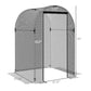 Galvanized steel plant protection tent with black frame, mesh walls, and front zip door
