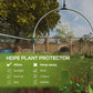 Black-framed galvanized plant protector tent with arched mesh panels