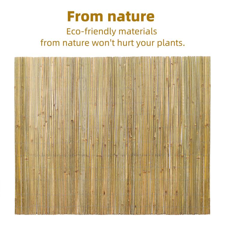 Natural bamboo privacy fence panel with dense vertical slats