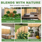 Natural bamboo slat privacy fence panels shown in outdoor areas