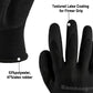 Black glove with textured latex coating for firmer grip, seamless knit cuff