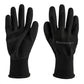 Pair of black seamless knit gloves with matte anti-slip latex-coated palm