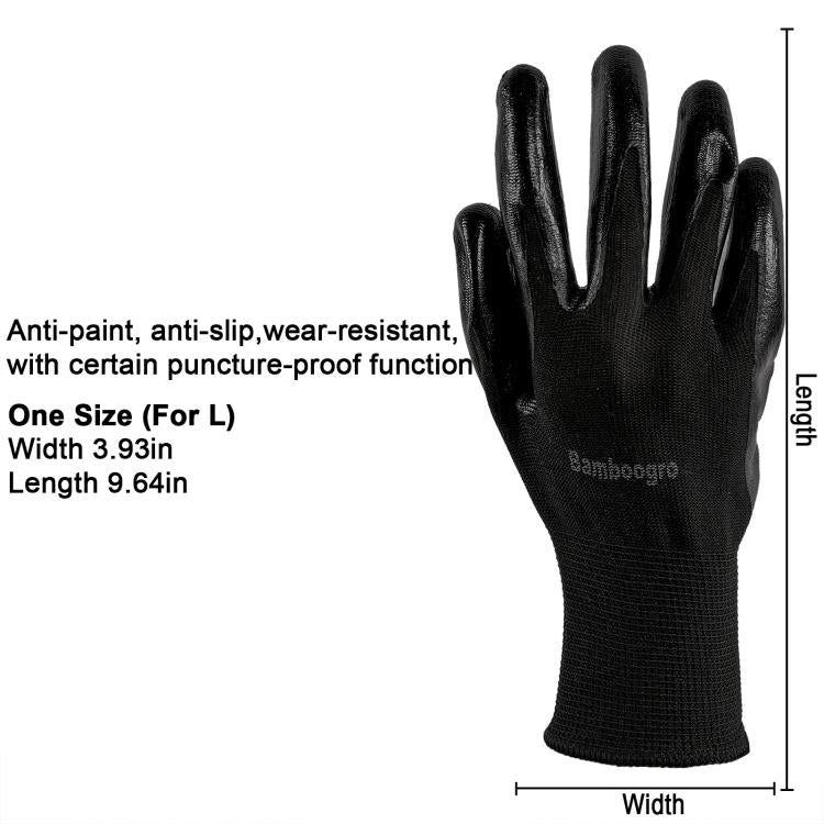 Black knit work gloves with textured palm for anti-slip grip