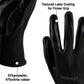 Black gloves with textured latex coating on palm for firmer grip