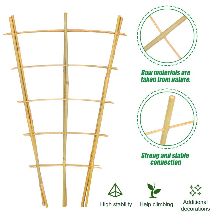 Bamboo trellis with cross ties and strong, stable joint connectors for climbing