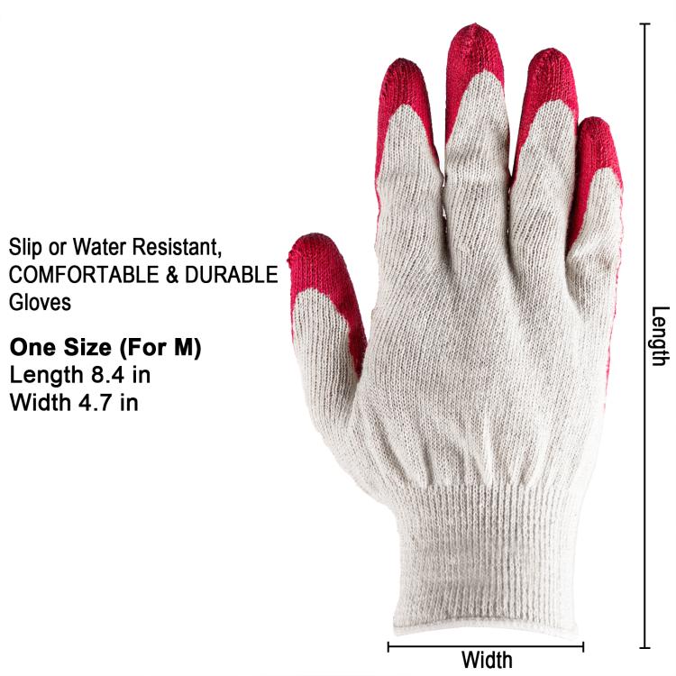 Pair of work gloves: light knit backs with red latex grip palms