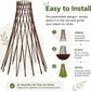 Pre-assembled round willow teepee plant trellis with crisscross lattice frame