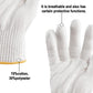 White knit gloves with yellow cuff band and breathable fabric construction detail