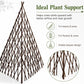 Wood teepee plant trellis with diamond lattice pattern and pointed top frame