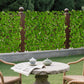 Faux ivy privacy trellis screen with green leaf panels and wooden frame