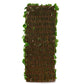 Back view of faux ivy privacy screen with brown wood slats and green leaf edges