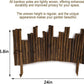 Bamboo garden border edging with curved top rail and pointed end stakes